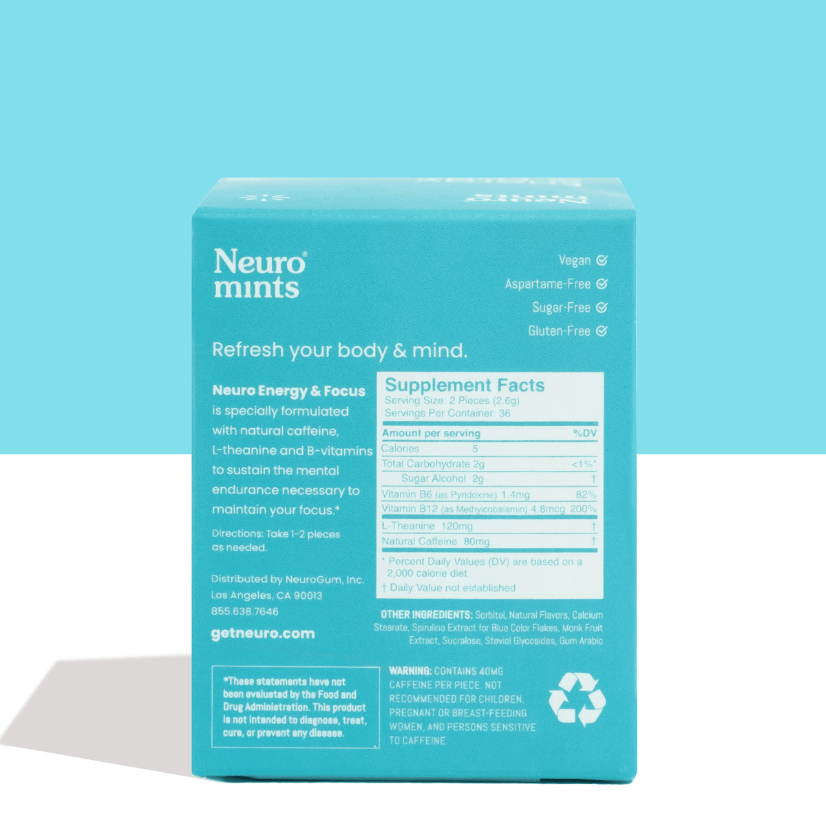 Neuro Mints – Pastilles Énergie & Focus | Zero Sucre, Vegan & Sans Gluten
