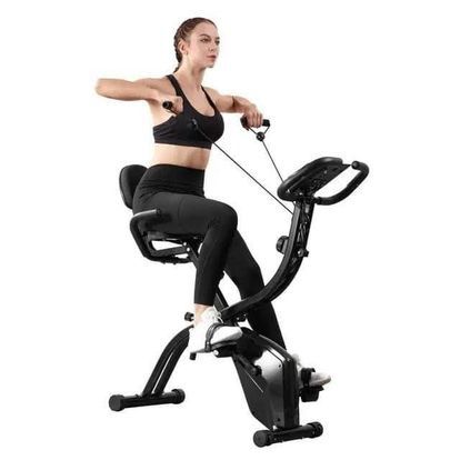 🏋️♂️ Vélo d’Appartement Pliable avec Élastiques & 16 Niveaux de Résistance